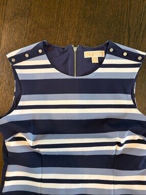 Michael Kors Navy, Light Blue & White Striped Sleeveless Sheath Dress never worn